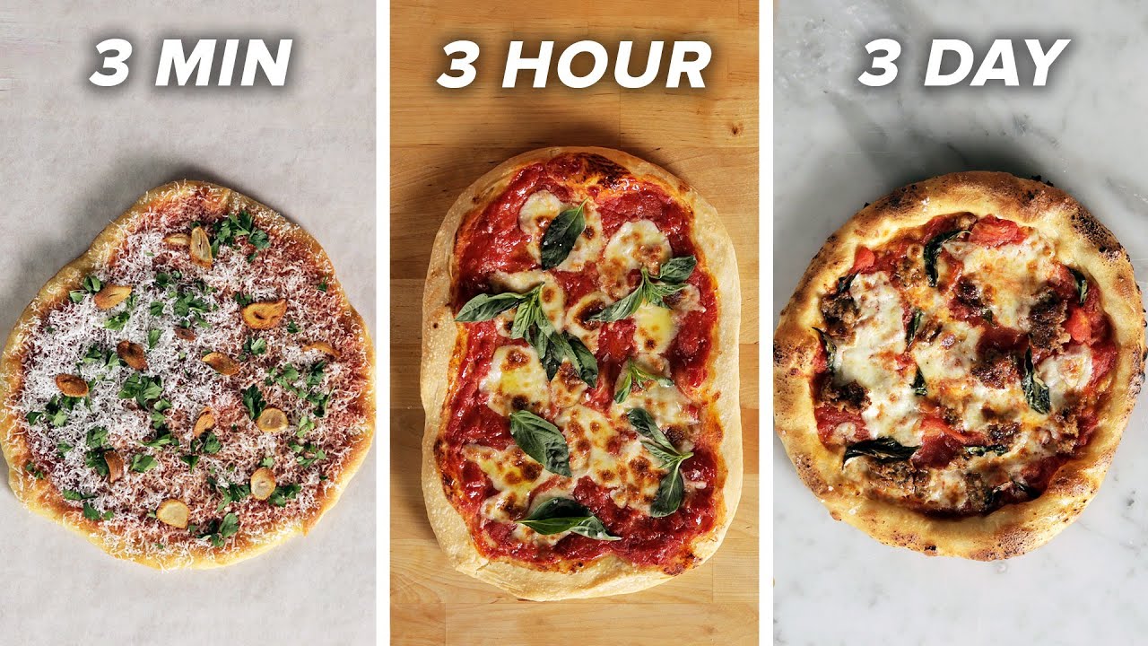 3-Minute Vs. 3-Hour Vs. 3-Day Pizza • Tasty