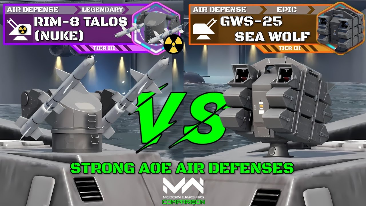 Strong AOE Damage Air Defense Comparison! GWS-25 Sea Wolf VS Talos-8 (Nuke) | Modern Warships