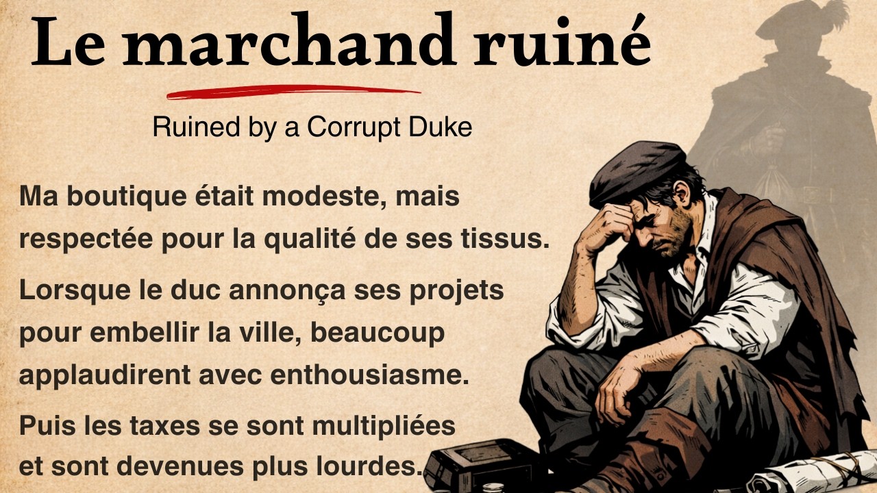 Learn French Naturally – The Merchant Ruined by a Corrupt Duke (B1–B2 Listening Practice)