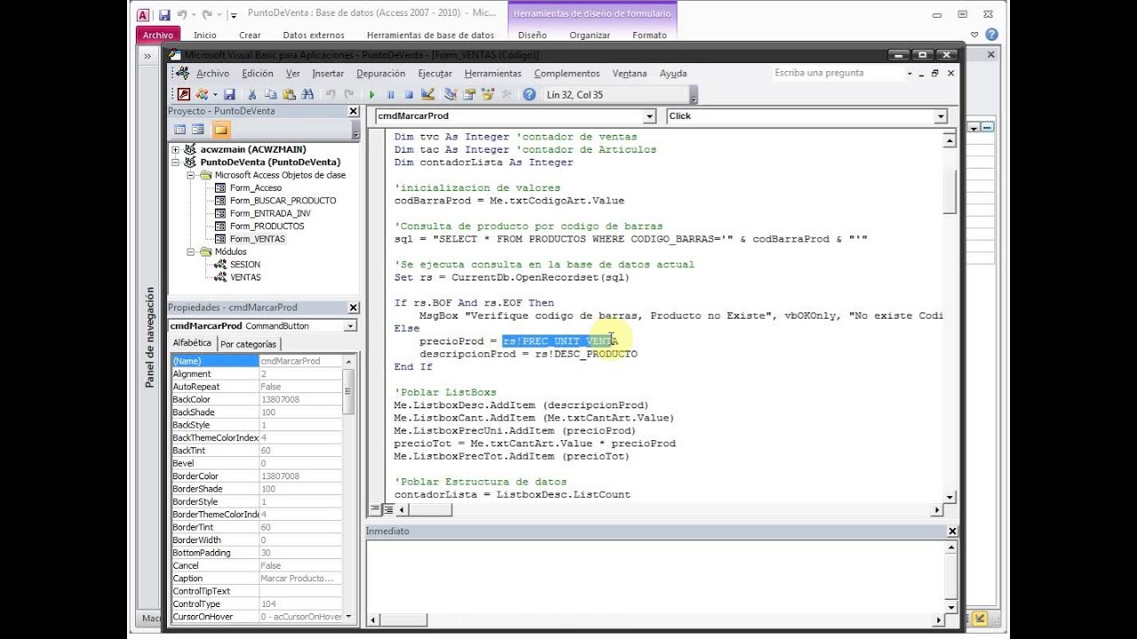 PANTALLA DE VENTAS EN ACCESS 2010 |Punto de Venta | Programacion