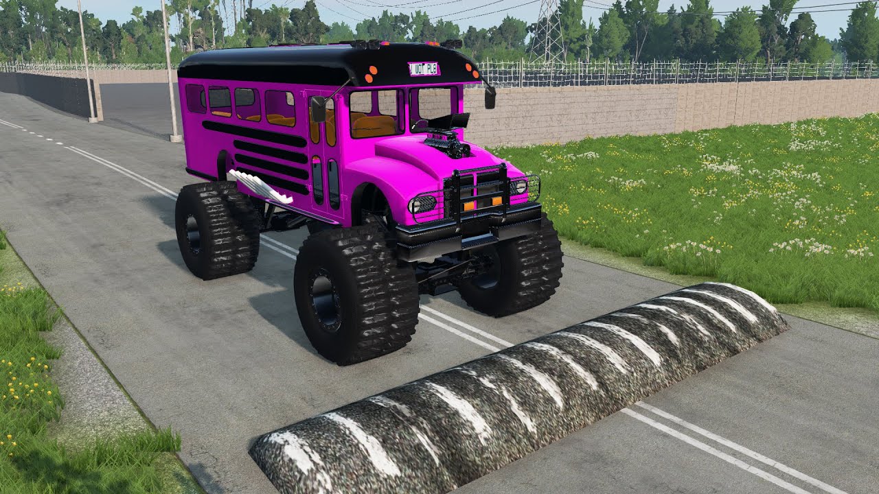 Bus Cars vs Massive Speed Bumps &ndash; BeamNG.Drive
