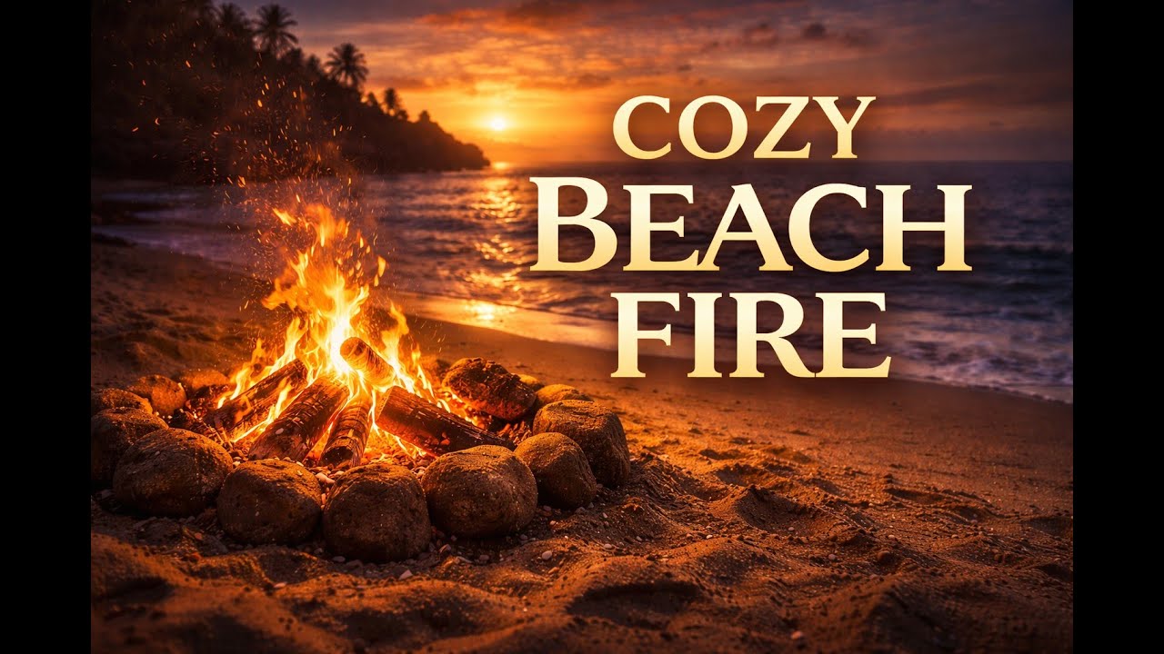 Fire by the Ocean 🌊 | Cozy Sunset Ambience