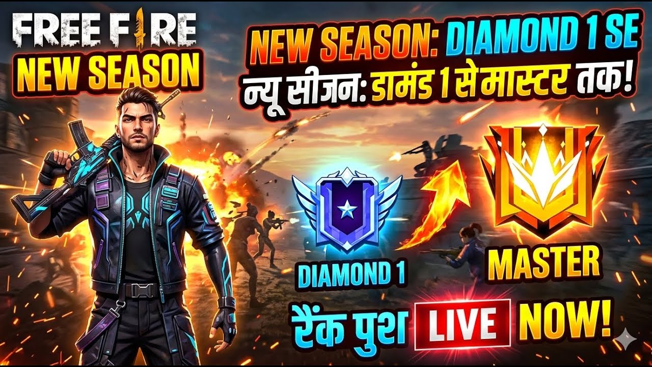 🚀 NEW SEASON RANK PUSH | Diamond 1 ➡️ Master | Garena Free Fire LIVE