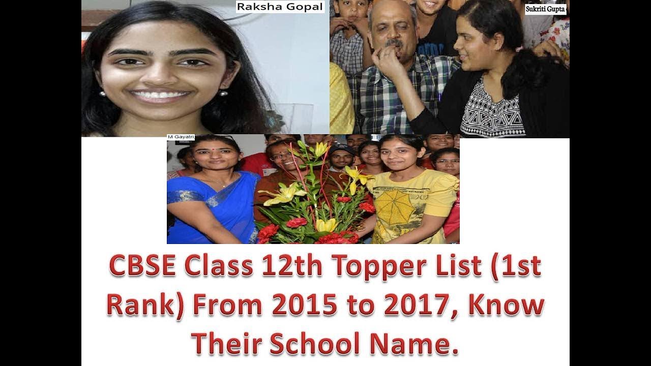 CBSE Class 12th Topper List 1st Rank From 2015 to 2017, Know Their School Name