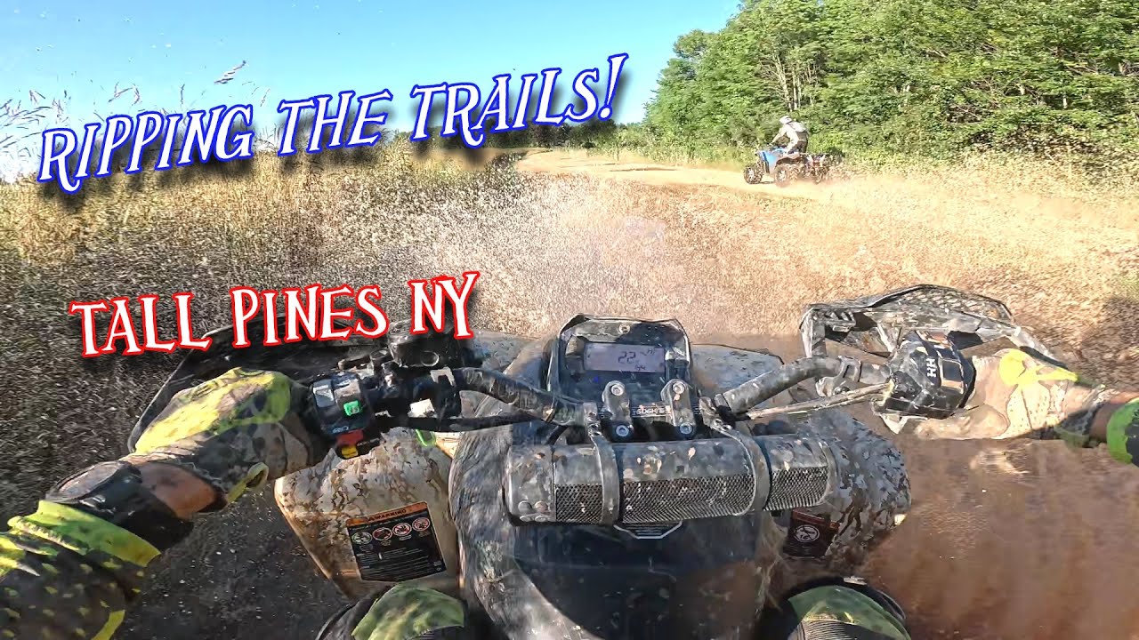 ATV trail riding at Tall Pines NY - Can Am Renegade 1000xxc - Polaris scrambler XP 850