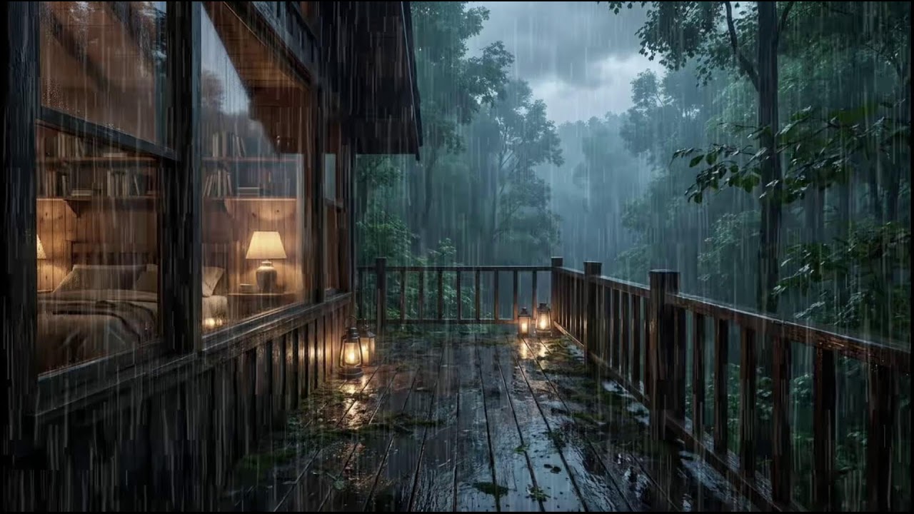 Relaxing Rain Ambience at a Forest Cabin 🌧 Soft Rain Sounds for Deep Sleep