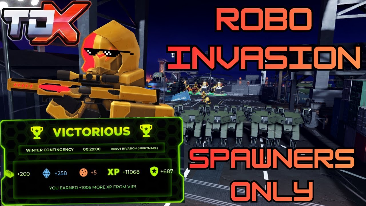 DESTROYING ROBO-INVASION MODE WITH SPAWNERS ONLY CREW! | ROBLOX TDX LIVE CUT