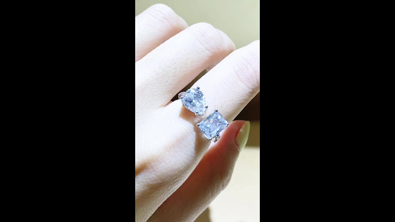 Geometric Square Diamond Open Ring - Monarjew #shorts