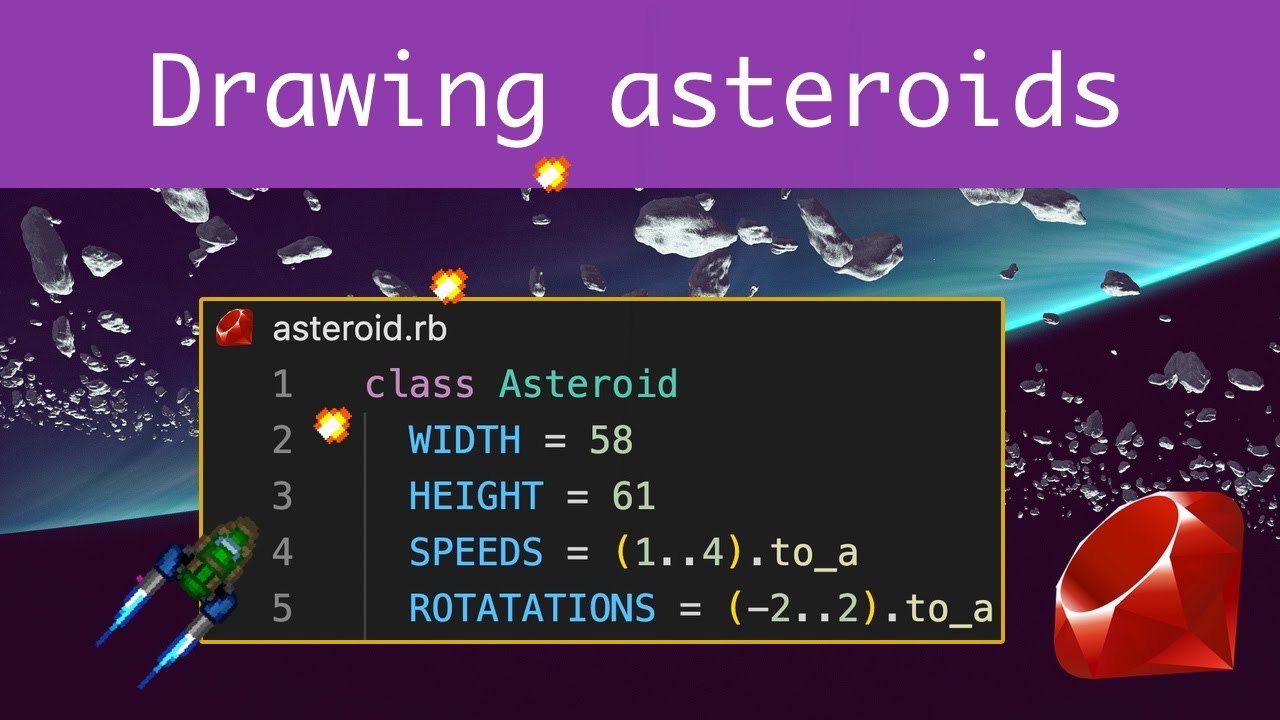 Drawing all of the asteroids - Asteroids Ruby 2D Part 4