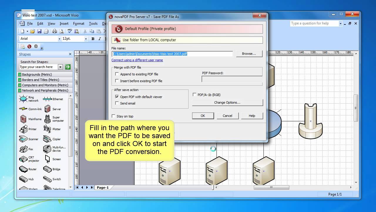 Converting Visio 2007 diagrams to PDF documents