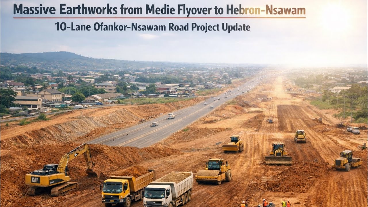Heavy Earthmoving Works from Medie Flyover to Doboro & Hebron | Ofankor Nsawam Road Project Update