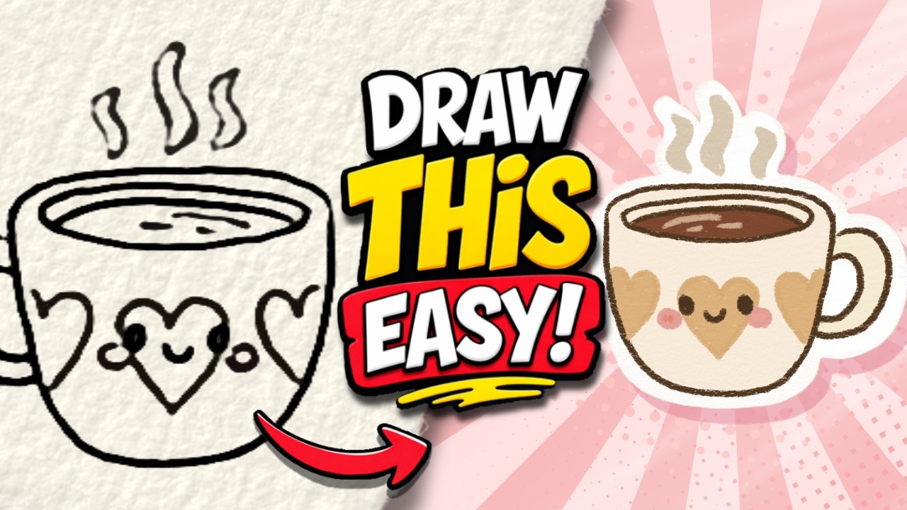 Draw the Cutest Coffee in 2 Minutes! ☕ | Jak narysować słodką kawę w 2 minuty
