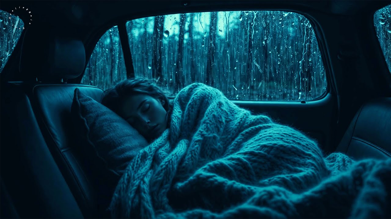 Perfect Sleep with Heavy Rain & Thunder on Car During Epic Storm in Rainforest at Night