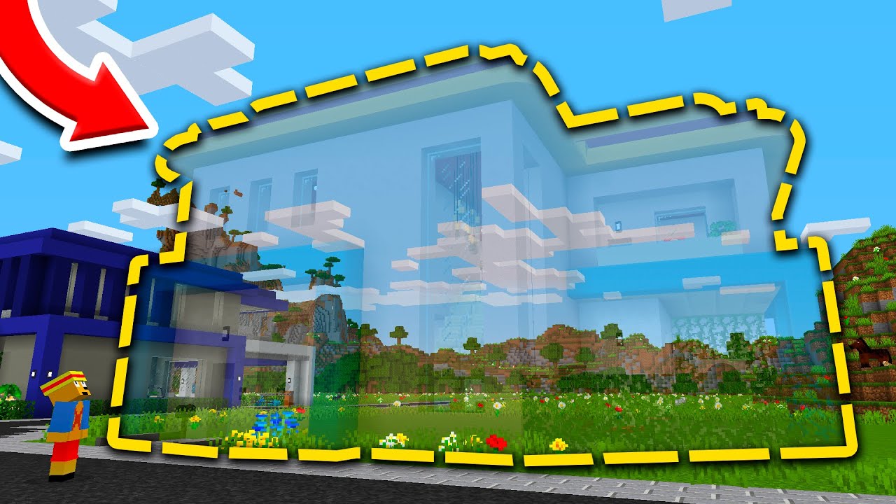 TROLLEO A MI AMIGO CONVIRTIENDO SU CASA EN INVISIBLE EN MINECRAFT 😂