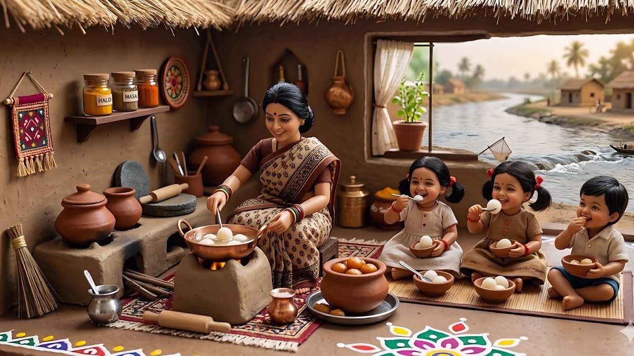  Miniature Doll Makes rasgula|| Village story of india miniature doll cooking 2026