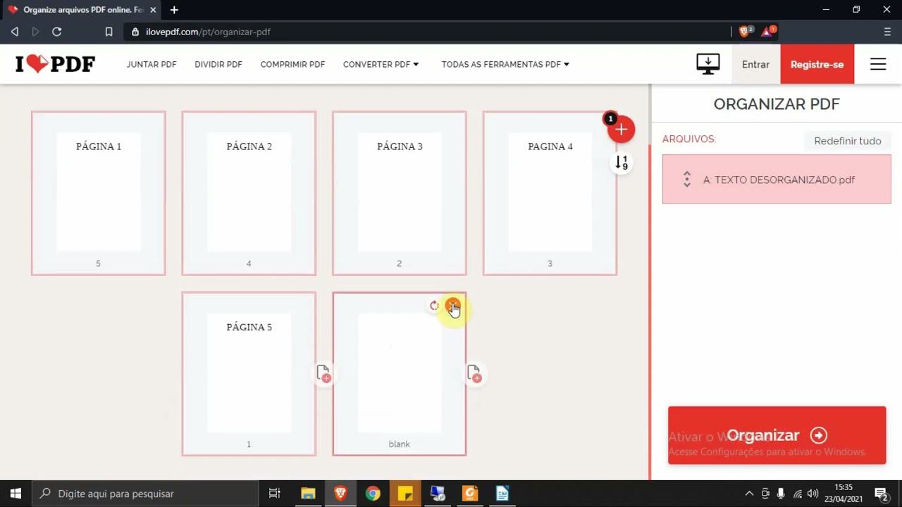 Reorganizando arquivo PDF