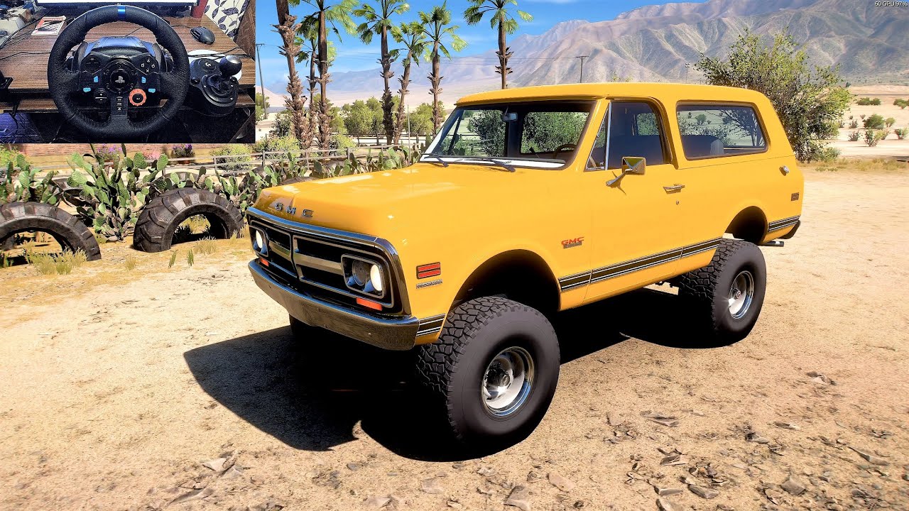 Forza Horizon 5 . GMC Jimmy 1970 . Car Show Speed Jump Crash Test Drive . 4K 60fps.