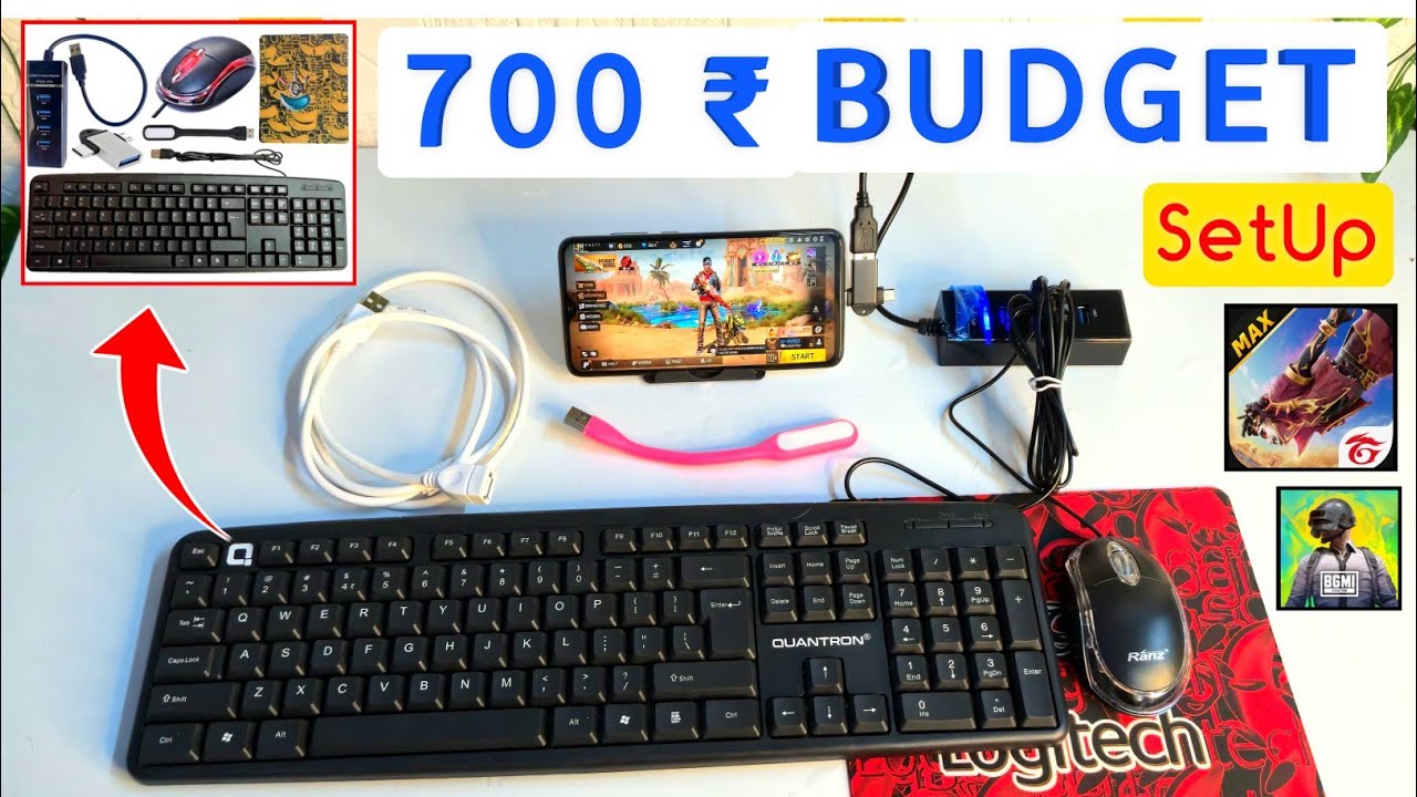 Free Fire Max Gameplay With Keyboard Mouse Mobile in ₹700 Budget | Combo SetUp USB Hub OTG Mouse Pad