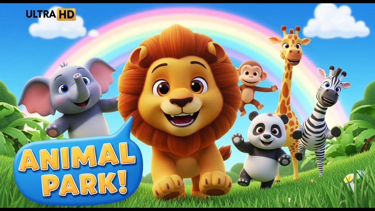 Animal Park Hindi Poem | Cute 3D Cartoon Animals | Kids Learning Video