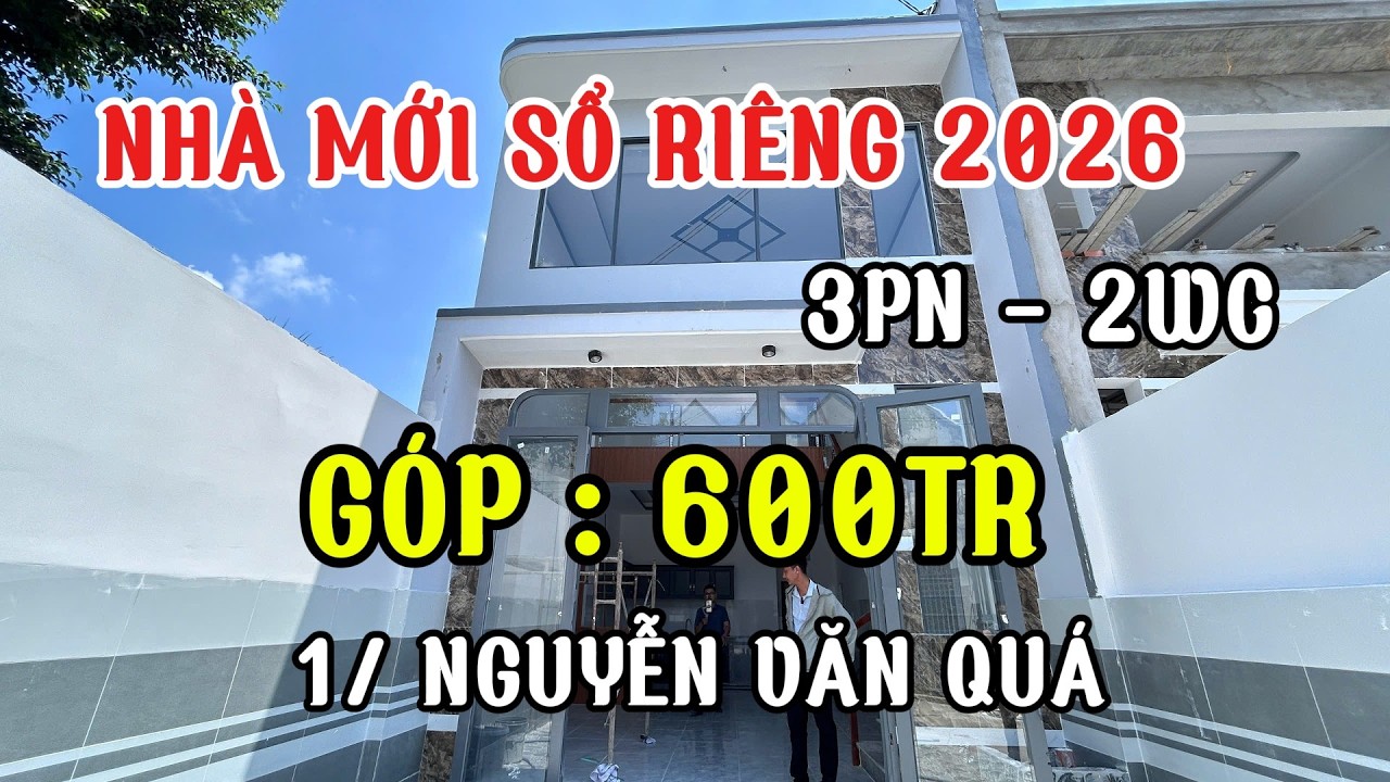 có 600tr sở hữu ngay căn nhà mới cáo luôn ạ.1 trệt 1 lửng sổ riêng hoàn công 5x17m, kề hóc môn tphcm