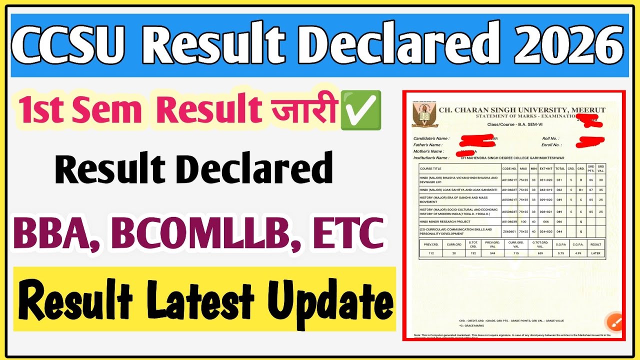 CCSU result news update today | CCSU 1st sem result 2026 | CCSU news update today|CCSU result update