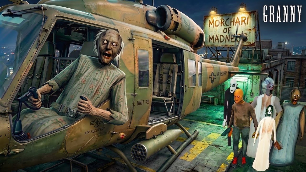 Granny 4 Helicopter Escape With 9 Enemies Gameplay|On Vtg!