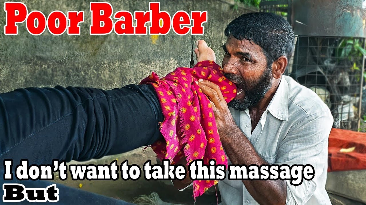 Authentic Smokey oil Foot Massage with scissor by street side Barber Painkiller Baba - ASMR Therapy