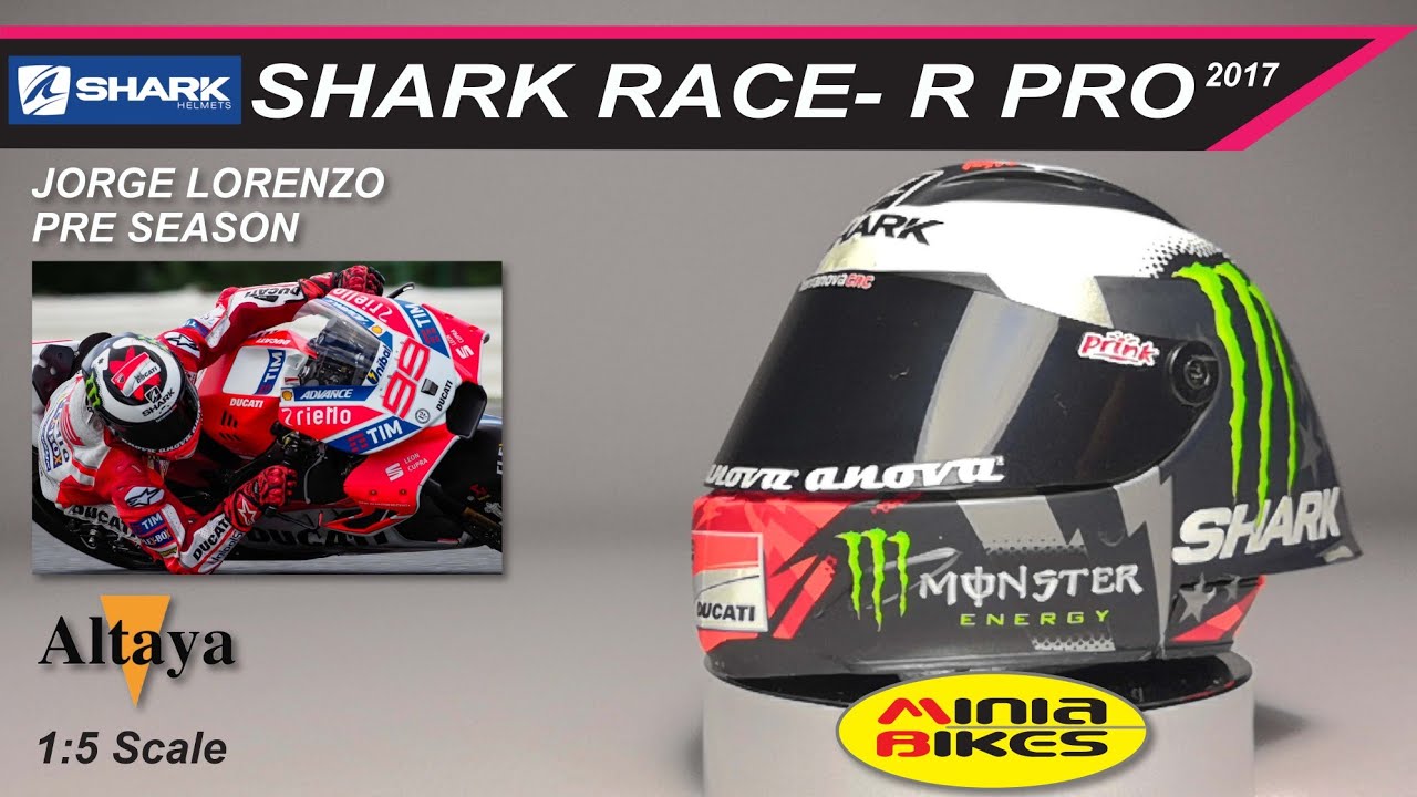 EP582 | JORGE LORENZO (2017) | SHARK RACE-R PRO PRE SEASON | ALTAYA | 1:5 SCALE | MINIATURE HELMET
