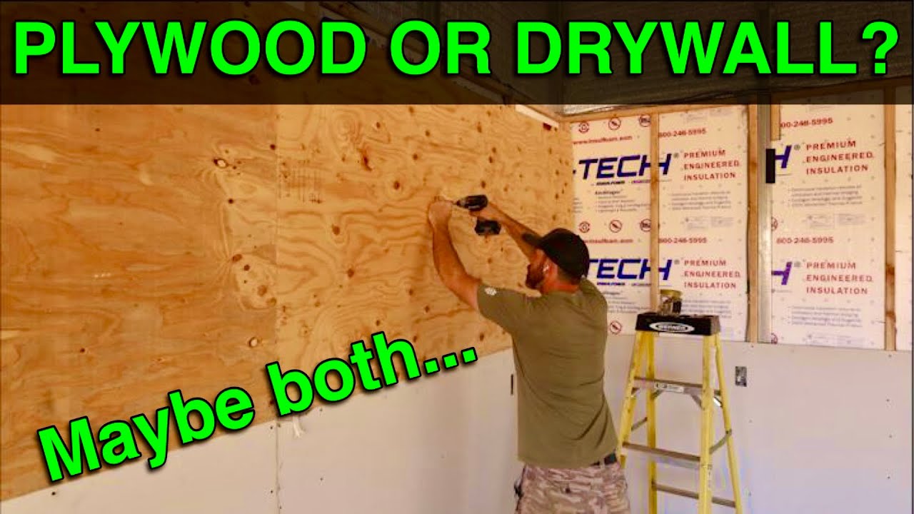 Sheathing The New Shop With Plywood AND Drywall!  | Walker's Woodworks New Shop Build Out Pt. 3