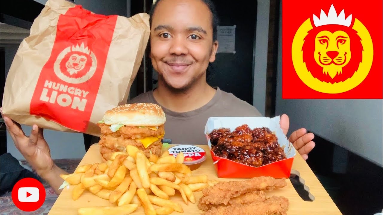 🦁Hungry Lion Mukbang | 10 Sticky Wings, Triple Big Boss Burger & Chicken Fingers🍔🍗🔥