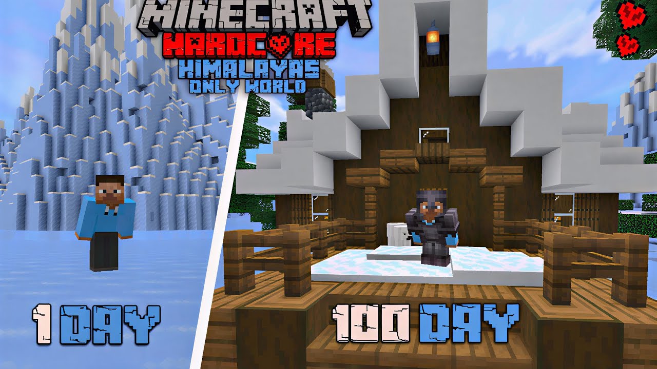 I Survived 100 Days In Most Difficult Himalayas Only World In Minecraft Hardcore !