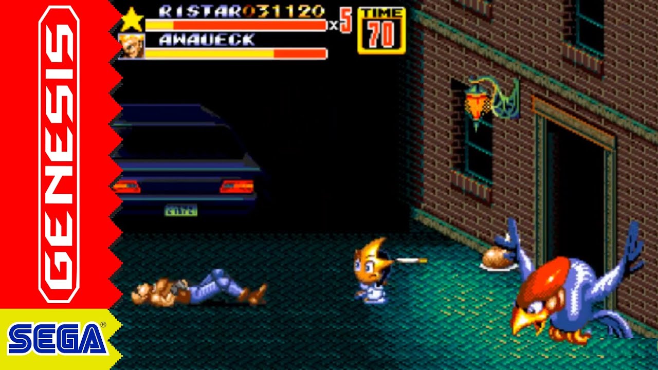 Ristar in Streets of Rage 2 (Sega Genesis) - Longplay