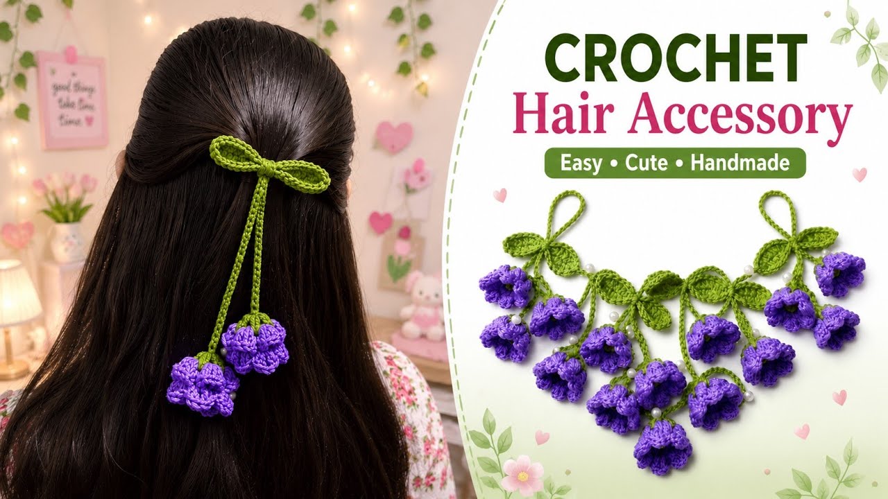 Crochet lily of the valley bag charm.keychain for beginners 