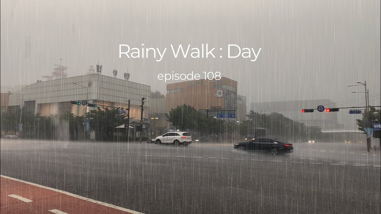(4K) Walking in Heavy Rain | Hard Rain Strong Wind | Rain Noise | Sleep, Focus, Relax | 강폭우 집중호우