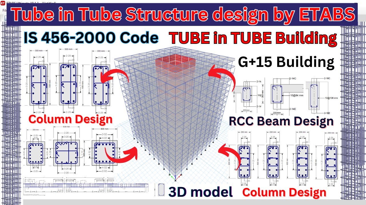 Tube in tube structure design by ETABS Software | G+15 Building design | Civil Engineering | Shravan