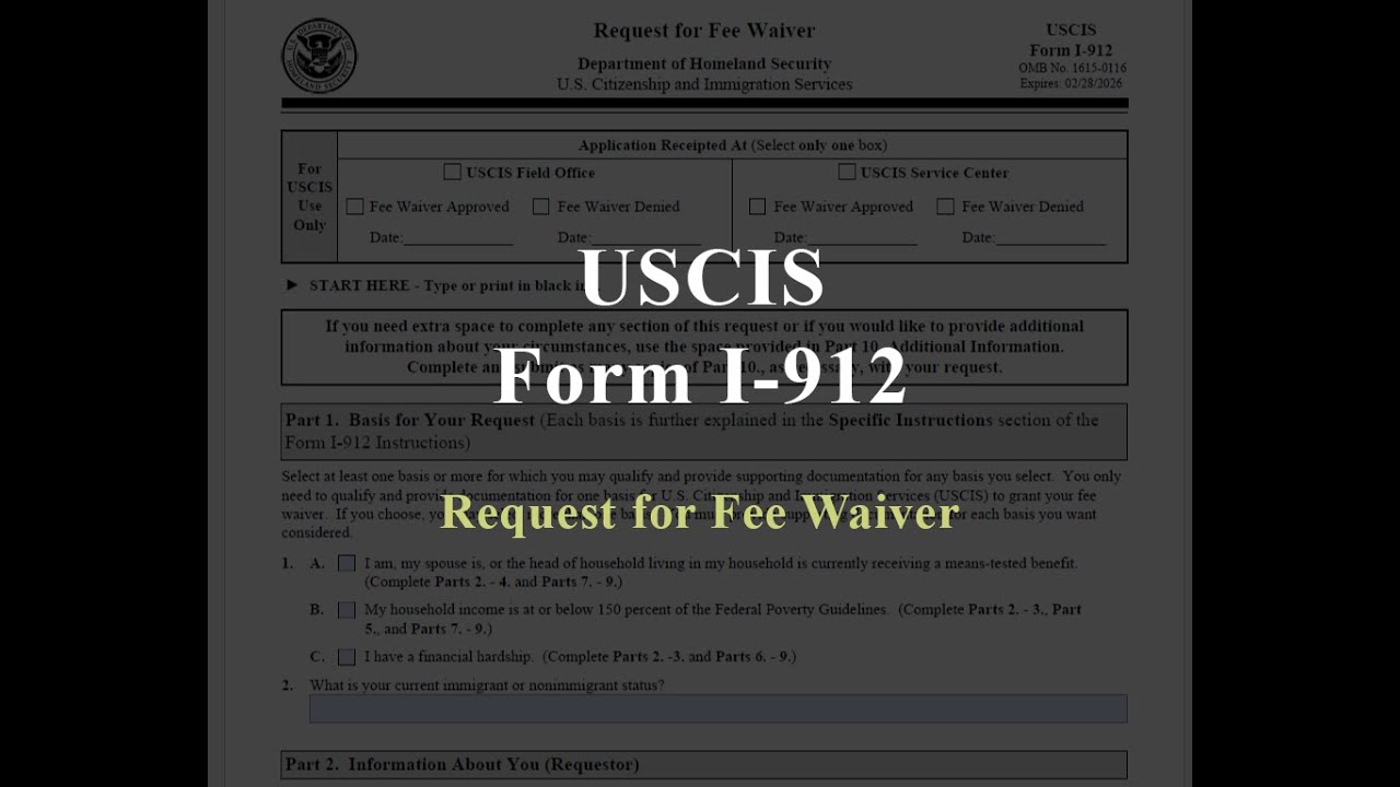 How to fill Form I-912 Request for Fee Waiver