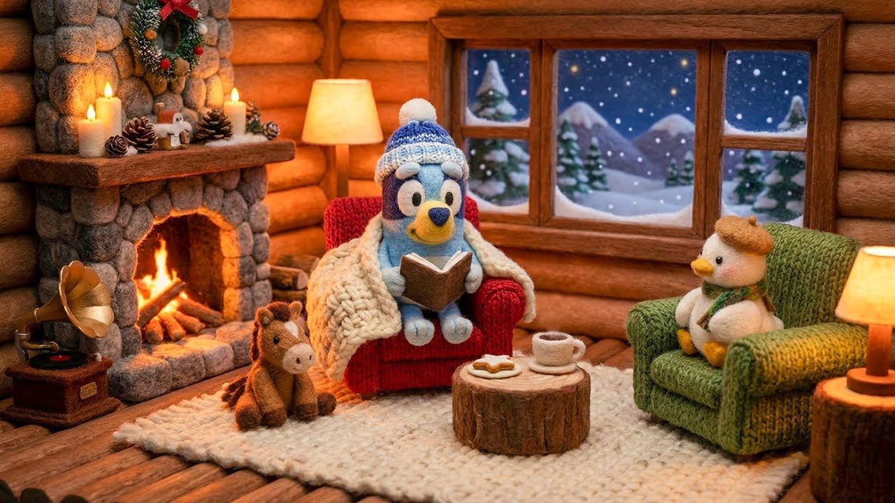 Bluey’s Cozy Winter Night ❄️ Winter Jazz Lofi Mix for Study, Focus & Relax