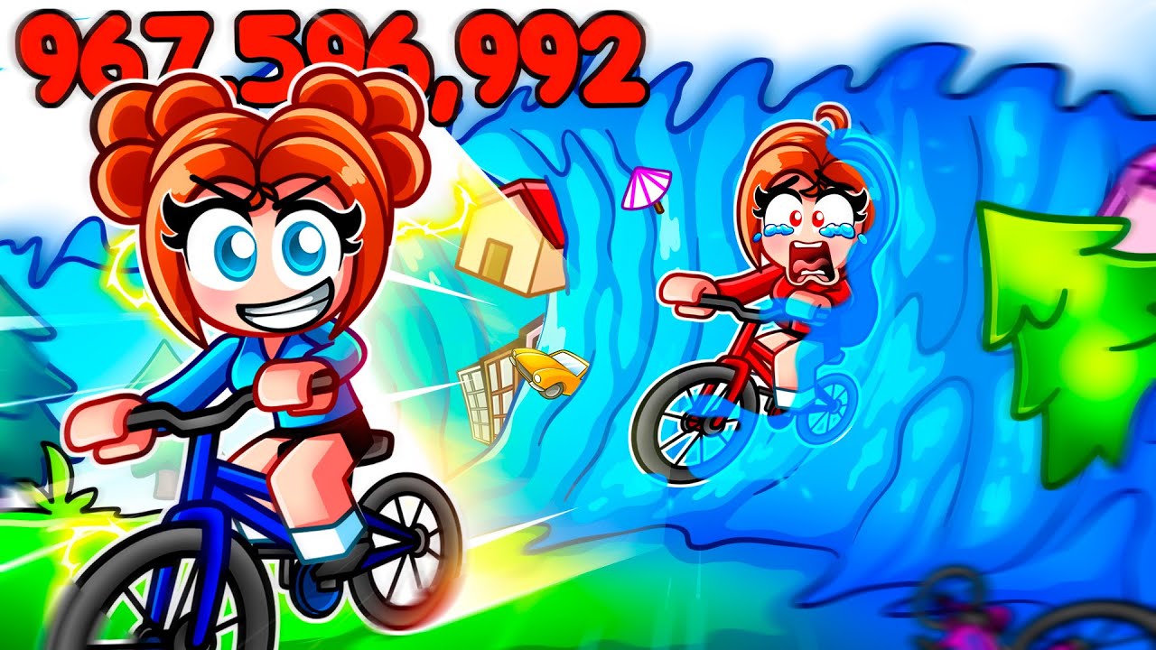 ESCAPE THE TSUNAMI ON A BIKE IN ROBLOX...