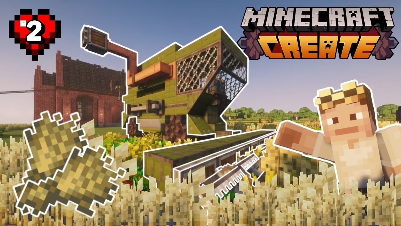 Minecraft Create Hayatta Kalma Bölüm - 02 Biçer Döver ile Buğday Tarlası