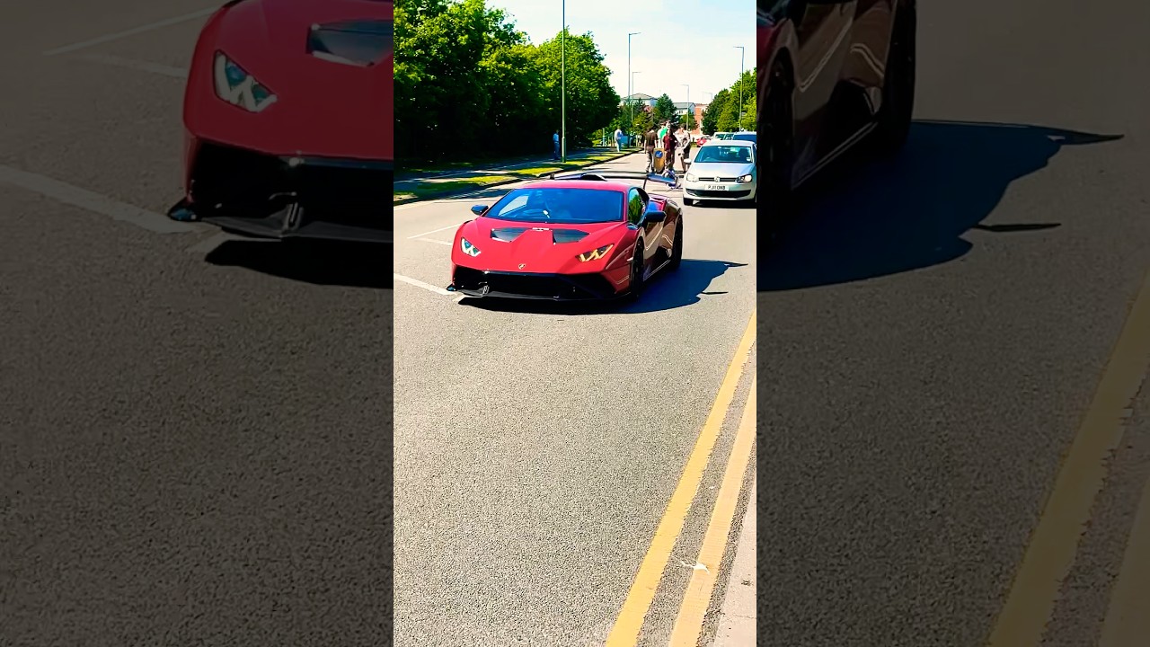 INSANE SOUND! LAMBORGHINI HURACUN PERFORMANTE DRIVING INTO SUPERCAR SHOW! #shorts #viral #trending