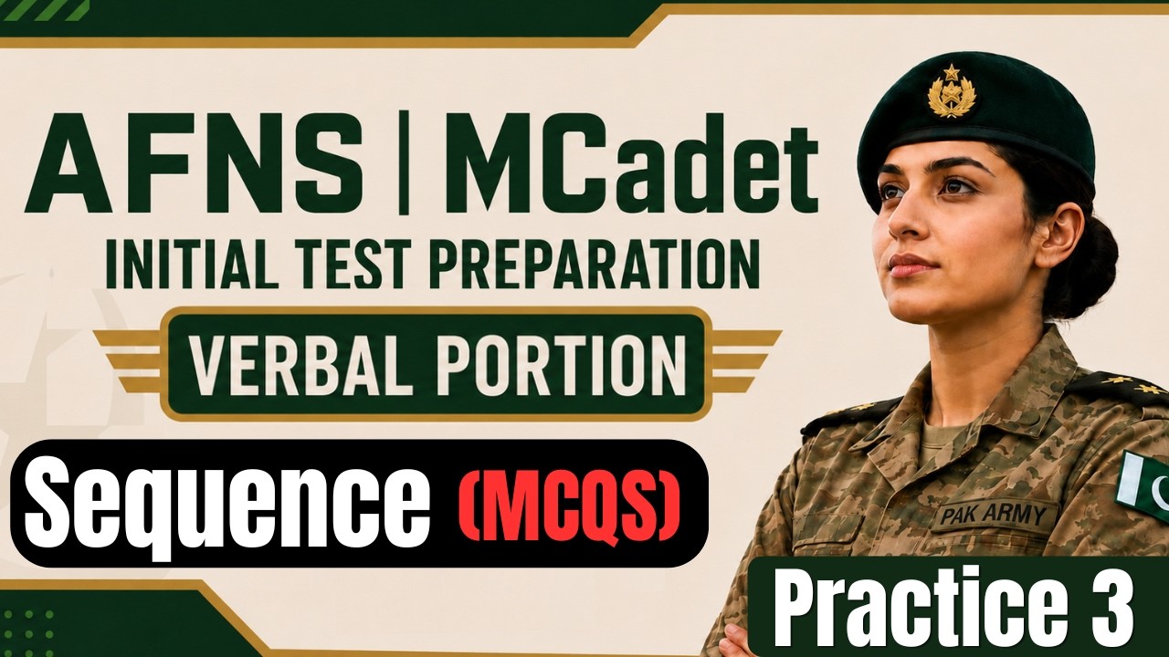 Verbal Intelligence Test Most Repeated mcqs |Mcadet |Afns initial Test logical Sequence Mcqs part 3