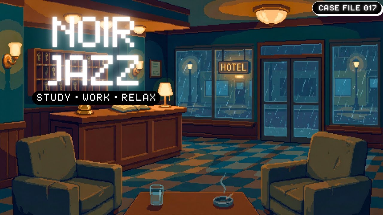 Dark Jazz Hotel Lobby &ndash; Empty Noir Hotel at Midnight  Study, Writing, Sleep