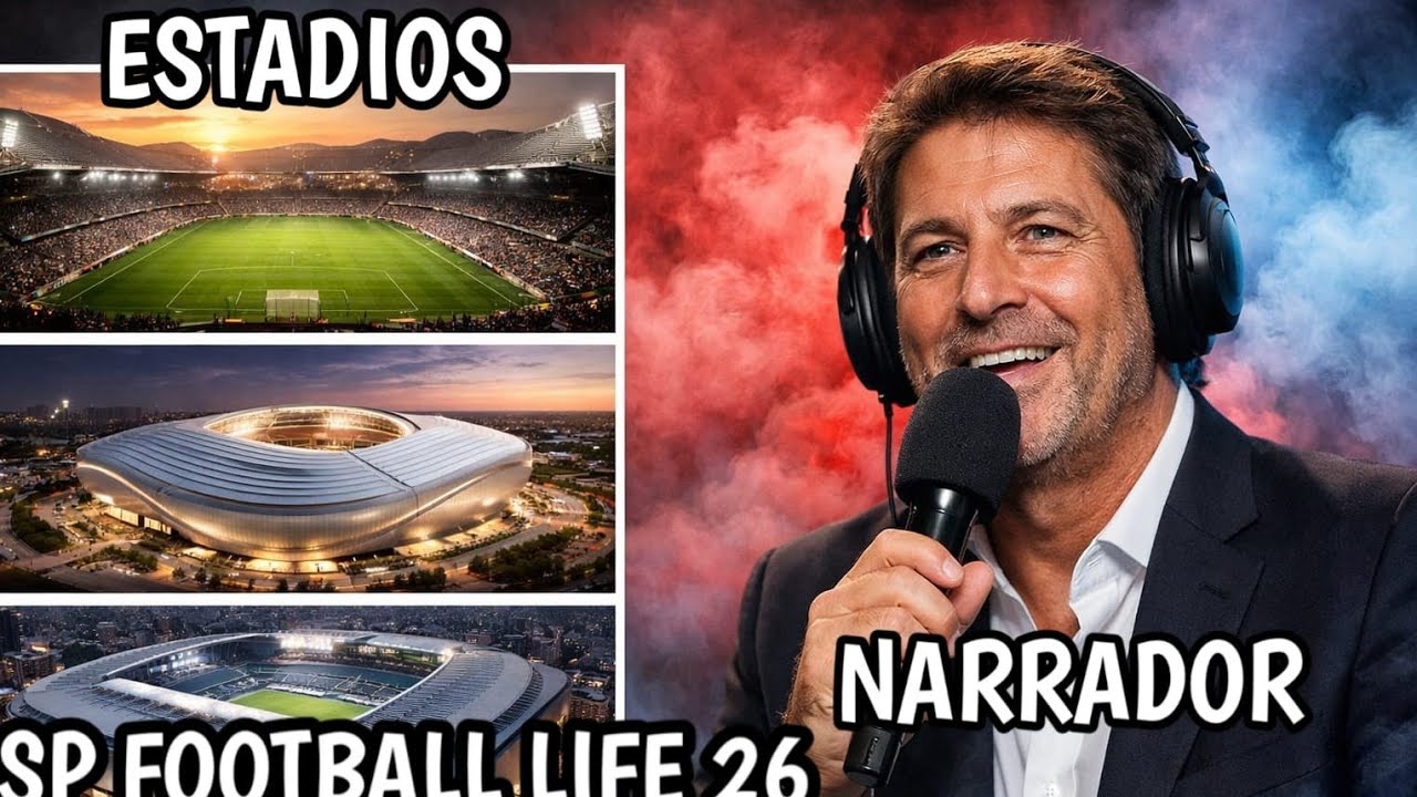 🟠COMO DESCARGAR E INSTALAR ? NARRADORES Y ESTADIOS EN SP FOOTBALL LIFE 26 🔥⚽
