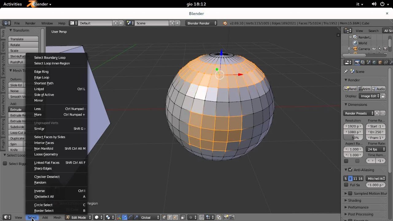 Blender (modellazione) - 06 Strumenti avanzati per la selezione