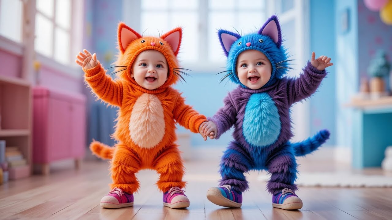 Little babies dressed as cats, meow meow - Kid's Song 2025
