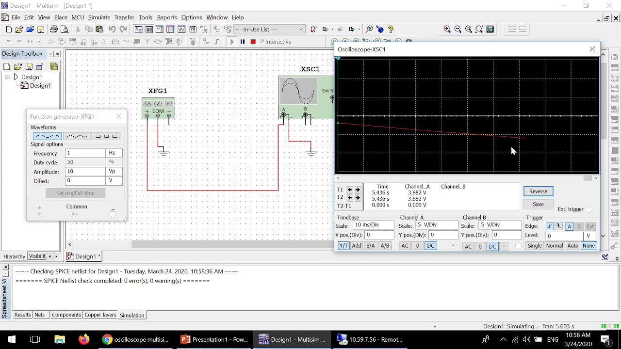 Oscilloscope and function generator Multisim