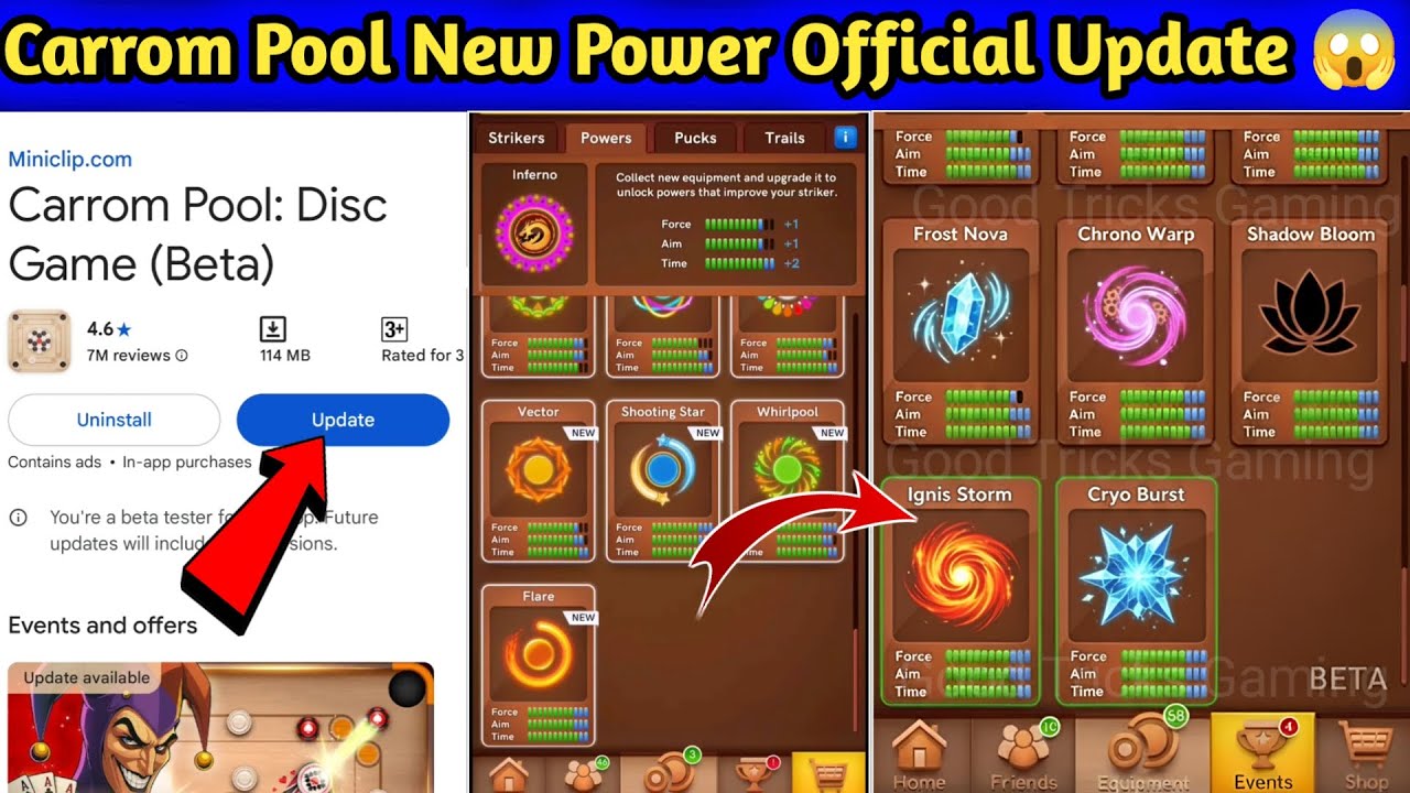 Carrom Pool New Power 😱 Miniclip Official Update Full Details Don't Miss 🔥