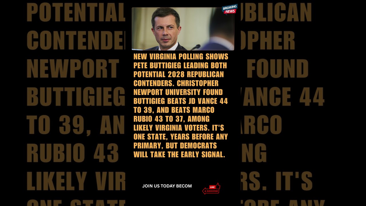 🚨BREAKING: Pete Buttigieg Leads JD Vance and Marco Rubio in New Virginia 2028 Poll