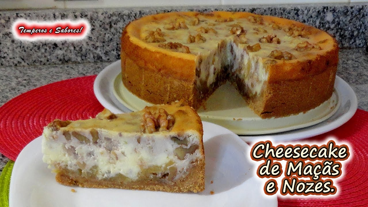 CHEESECAKE DE MAÇÃ E NOZES delicioso, muito fácil e único