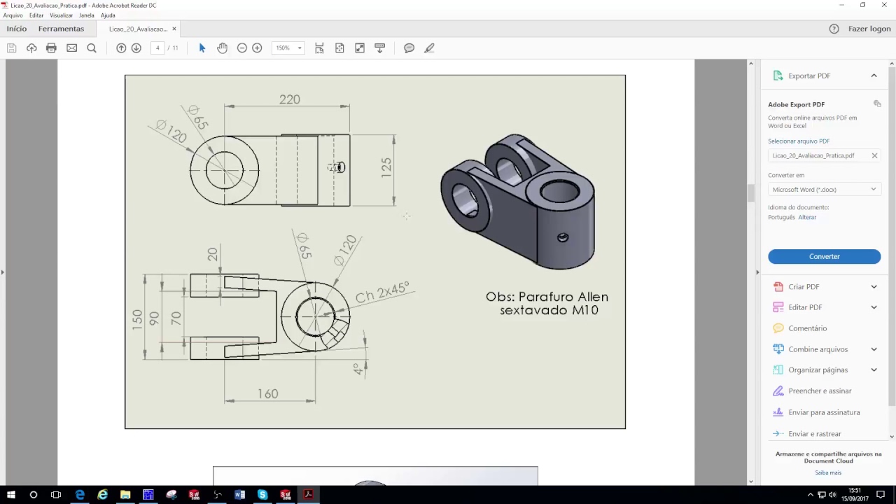 MODELAMENTO DE UMA PE&Ccedil;A NO SOLIDWORKS